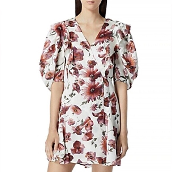The Kooples Floral Wrap Dress - Multicolor Ecru, Size 6 - Picture 3 of 17